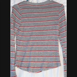 Me to We Womens Long Sleeve Shirt Red/white stripe